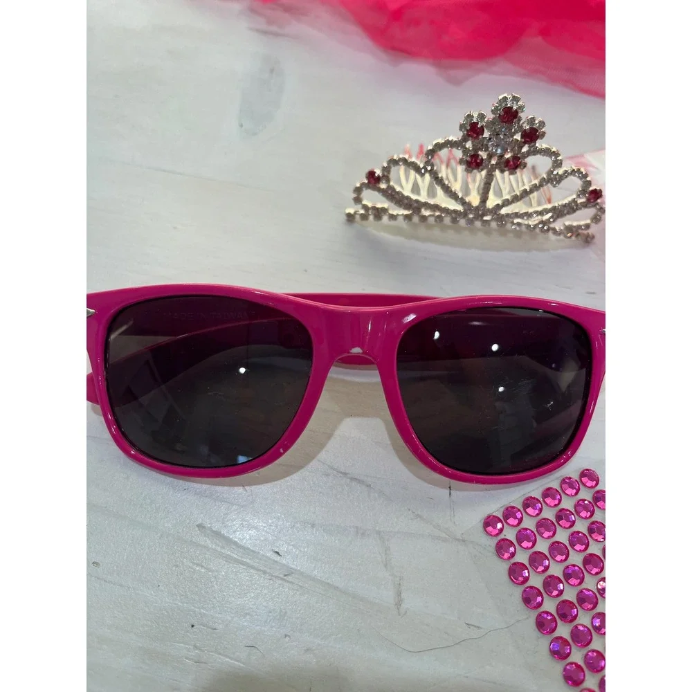 Girls pink Costume Dress Up Tutu Feather Boa Tiara Sunglasses Hair‎ Accessories
